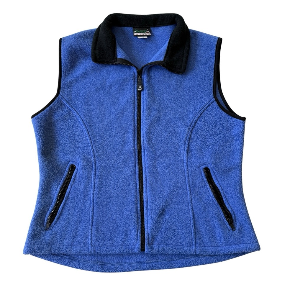Vintage Avalanche Vest Made in USA Blue Black Fleece‎ Performance 90s Size L